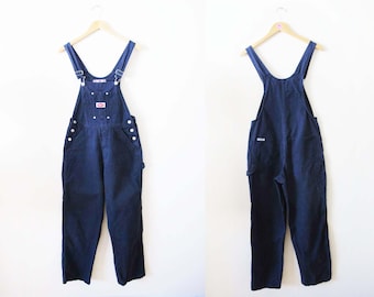 Vintage 90s 2000s Womens Denim REVOLT Overalls M - Dark Wash Baggy Overalls - Streetwear Long Overall Pants