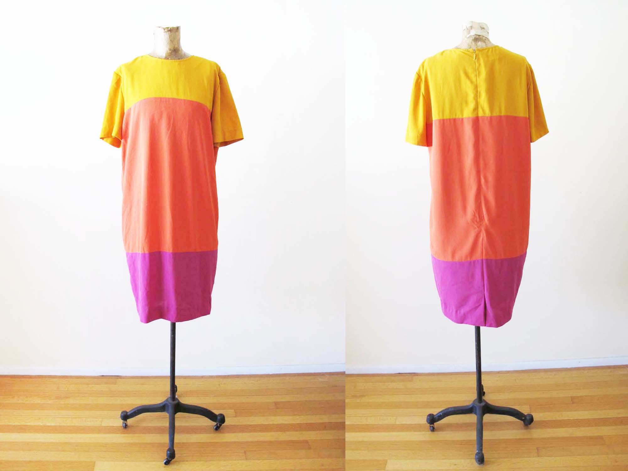 Whisper Colorblock Cutout Dress Neon Orange/ Vivid Viola