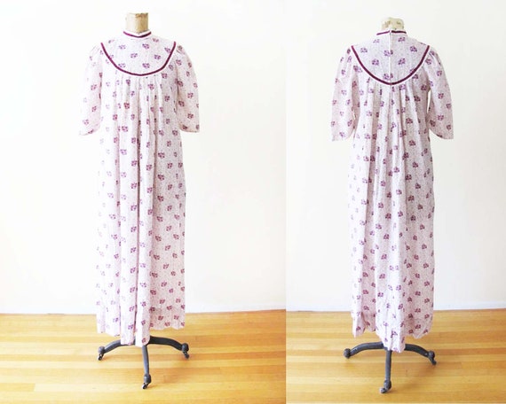 Vintage 60s Maxi Dress S - 60s Calico Prairie Dres