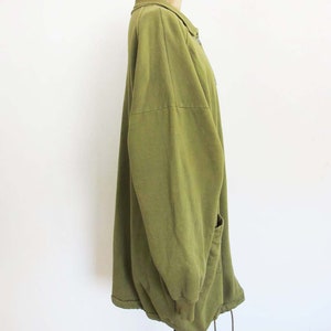 Vintage 90s Grunge Olive Green Long Cotton Anorak Sweater Jacket Baggy Oversized Large image 4