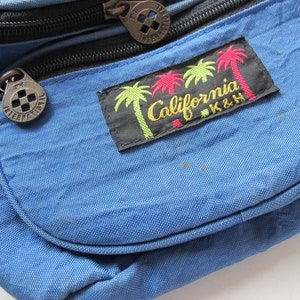 90s Blue Fanny Pack Vintage Nylon Side Bag California K and H 1990s Bum Bag Single Strap Shoulder Bag image 2