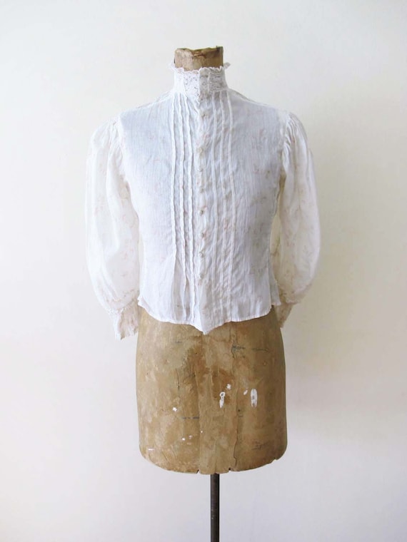Women Summer Vintage Floral V-Neck 100%Cotton Blouse