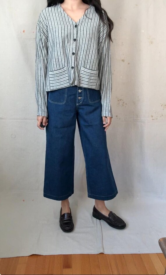 eileen fisher striped linen top