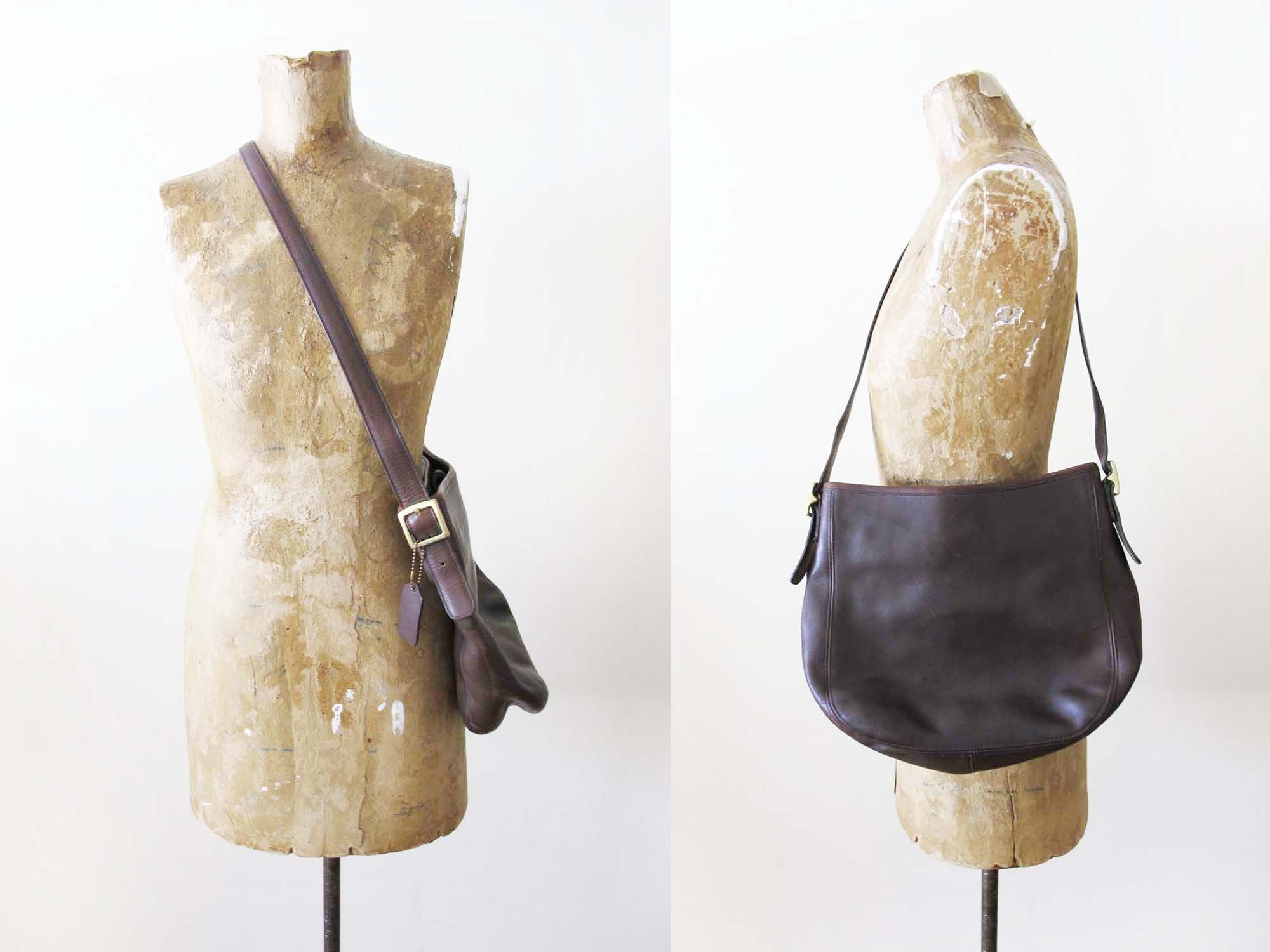 coach dark brown leather handbag