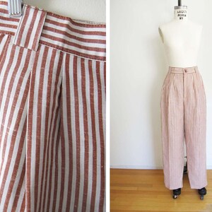 Vintage Black Pink Striped Pants S, Highwaisted Colorful
