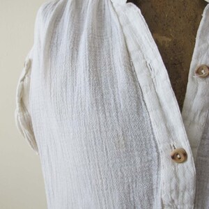 Vintage 70s Gauze Cotton Shirt S M White Wrinkled Cotton Blouse Natural Fiber Minimalist Cotton Top Boho Blouse image 4