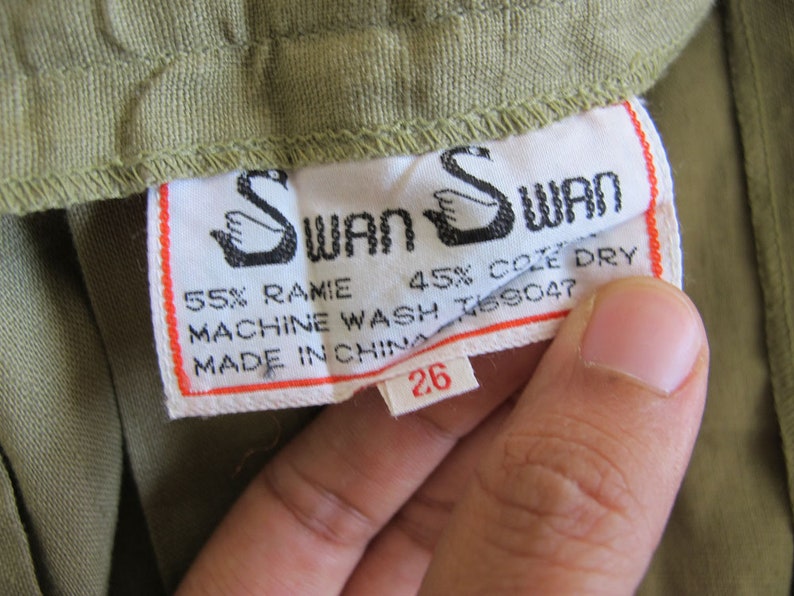 Vintage 80s High Waisted Shorts 25 Olive Green Womens Pleat Front Shorts 80s Clothing Cotton Natural Fiber Vintage Shorts Minimalist
