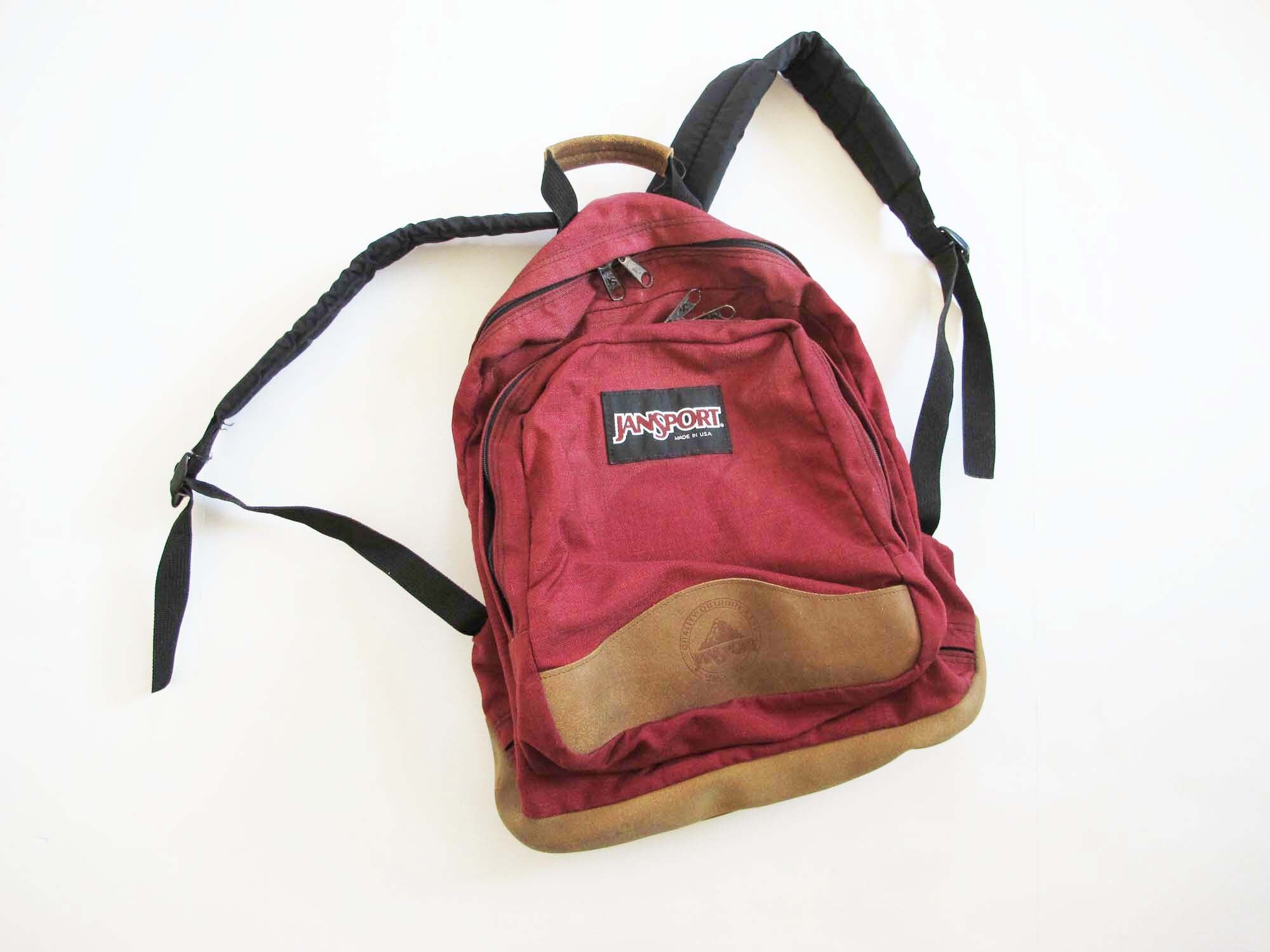 90s Jansport Backpack Leather Bottom 