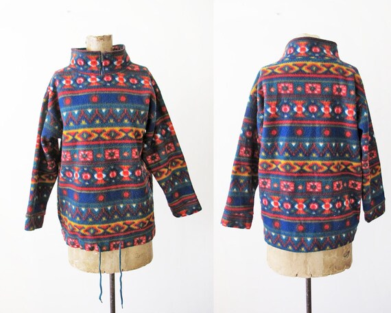 90s Fleece Pullover - Southwest Fleece Sweater - 9
