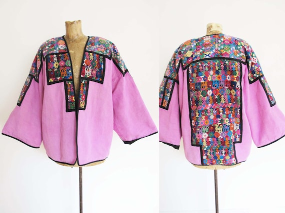 Vintage Embroidered Kimono Robe Jacket M L - Mexic