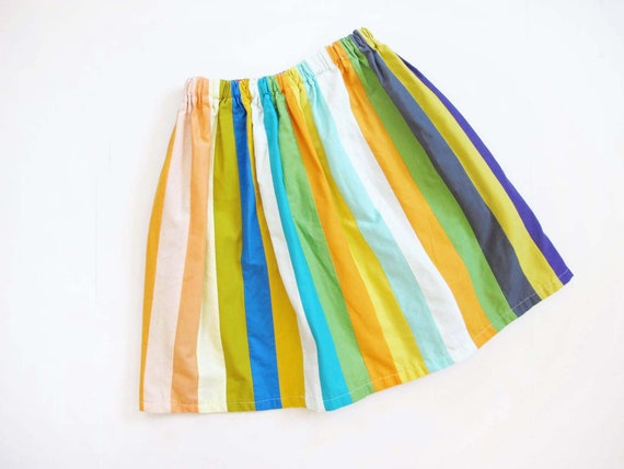 60s Striped Mini Skirt XS S - Vintage 1960s Handm… - image 1
