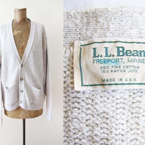 Vintage LL Bean Knit Cardigan: 80s Cotton Blend Sweater, Made in 