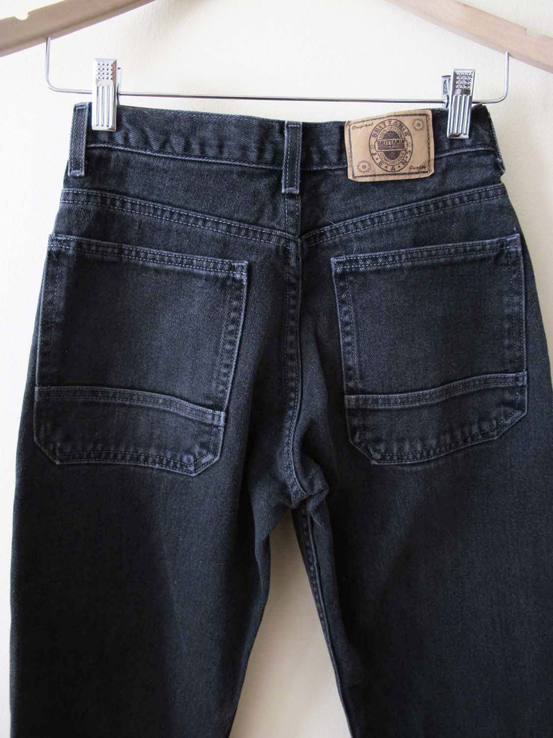 Vintage 2000s High Waist Carpenter Jean Pants 24 waist XS Petite Y2K Black Denim Baggy Womens Pants image 4