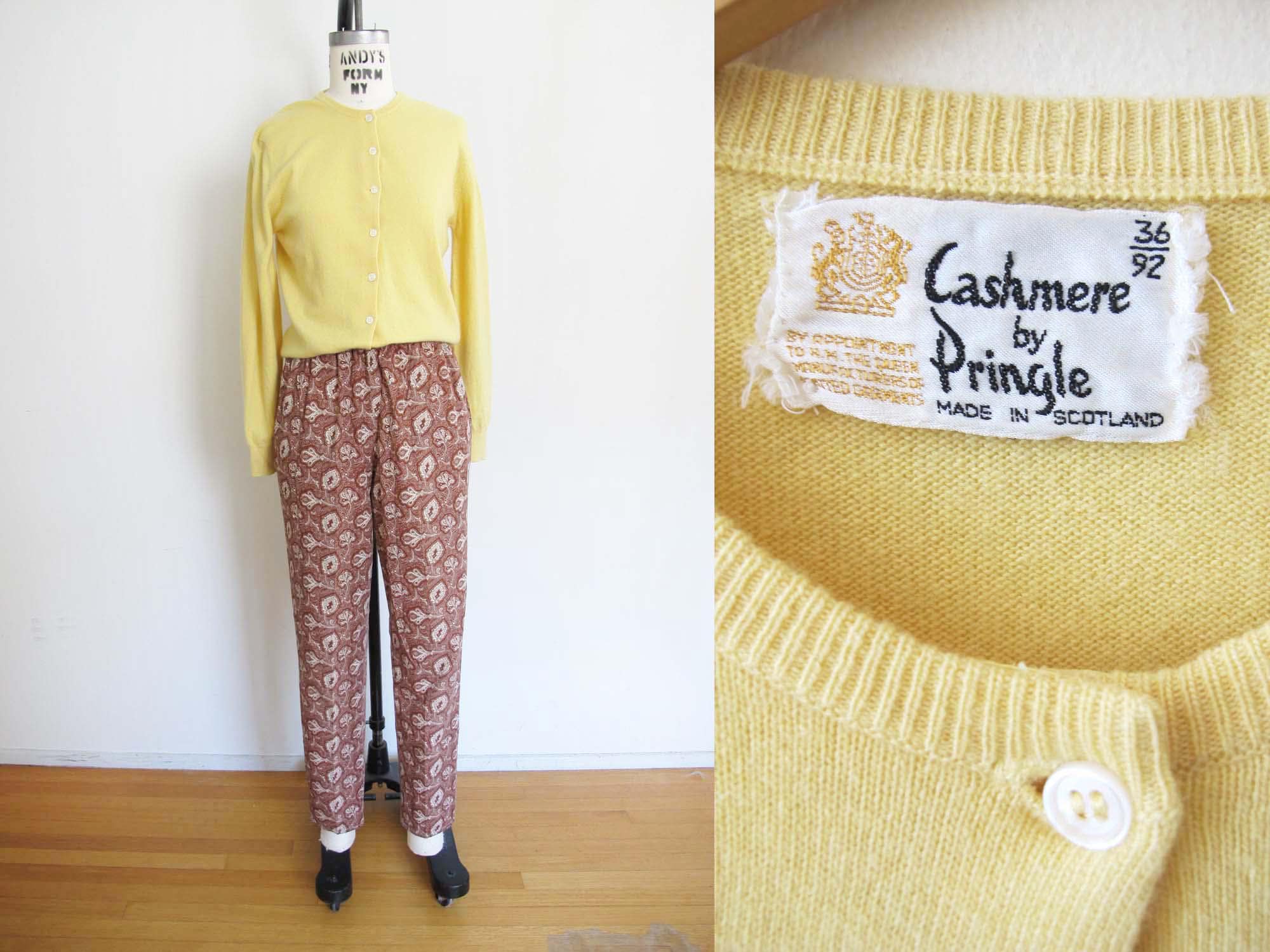 Vintage Pringle of Scotland Cashmere Womens Cardigan S - Butter  display picture 1