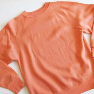 Vintage 70s Coral Pastel Raglan Sweatshirt S  - 1970s Salmon Orange Crewneck Sweatshirt - Vintage Sears