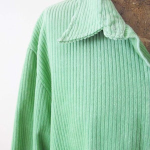 Vintage 90s Mint Green Corduroy Button Up Long Sleeve Shirt L XL 1990s Grunge Boxy Oversized Cord Jacket Pastel image 4