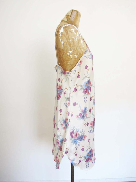 Vintage 90s Satin Nightie M - Satin Floral Print … - image 3