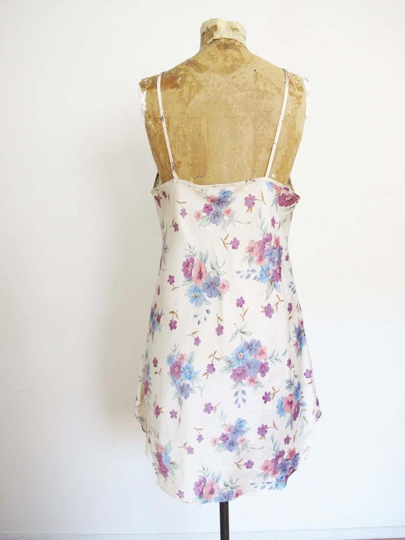 Vintage 90s Satin Nightie M - Satin Floral Print … - image 2