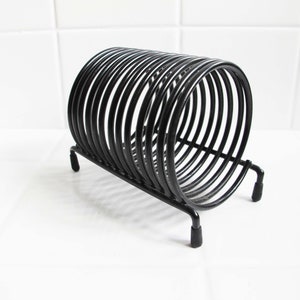 Vintage 60s Black Spiral Coil Mail Paper Holder 1960s Office Desk Accessory Letter Organizer image 2