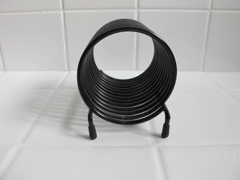 Vintage 60s Black Spiral Coil Mail Paper Holder 1960s Office Desk Accessory Letter Organizer image 3