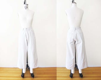 Vintage 2000s Anchor Blue Khaki Off White Cotton Wide Leg Pants Petite 26 Waist