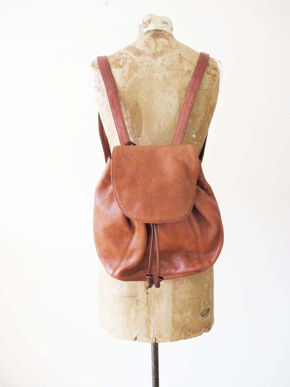 Vintage Leather Mini Backpack - 90s Brown Leather