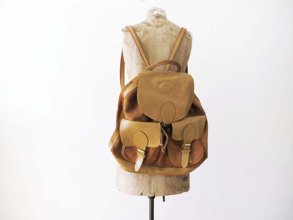 Vintage Brown Leather Backpack Large 