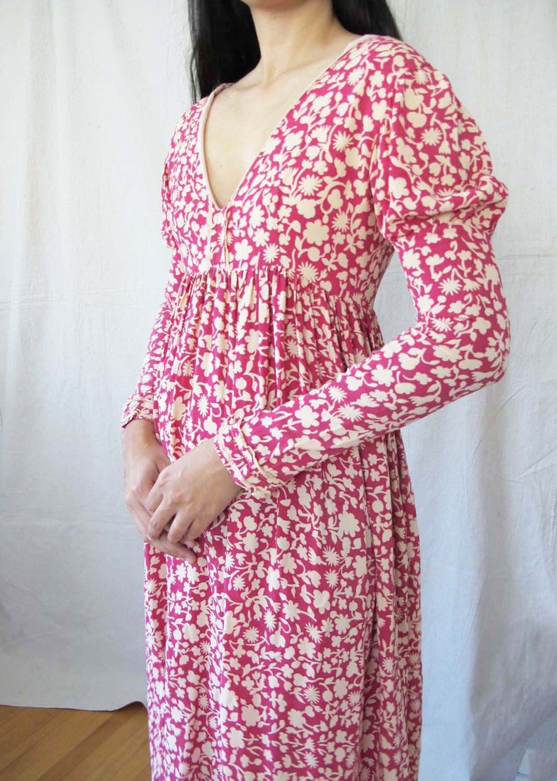 Vintage 60s Maxi Dress XS 1960s Pink Rayon Long Sleeve Maxi - Etsy