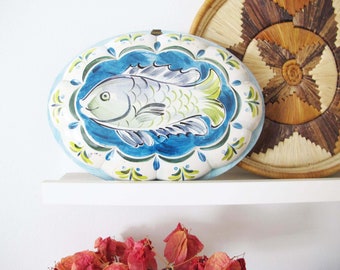 Vintage French Sardine Fish Tin Hanging Wall Art - 1970s  Shabby Chic Kitchen Decor - Traditional Cottagecore Style