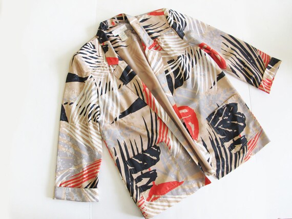 Vintage 80s Blazer Jacket M - Palm Leaf Tropical P