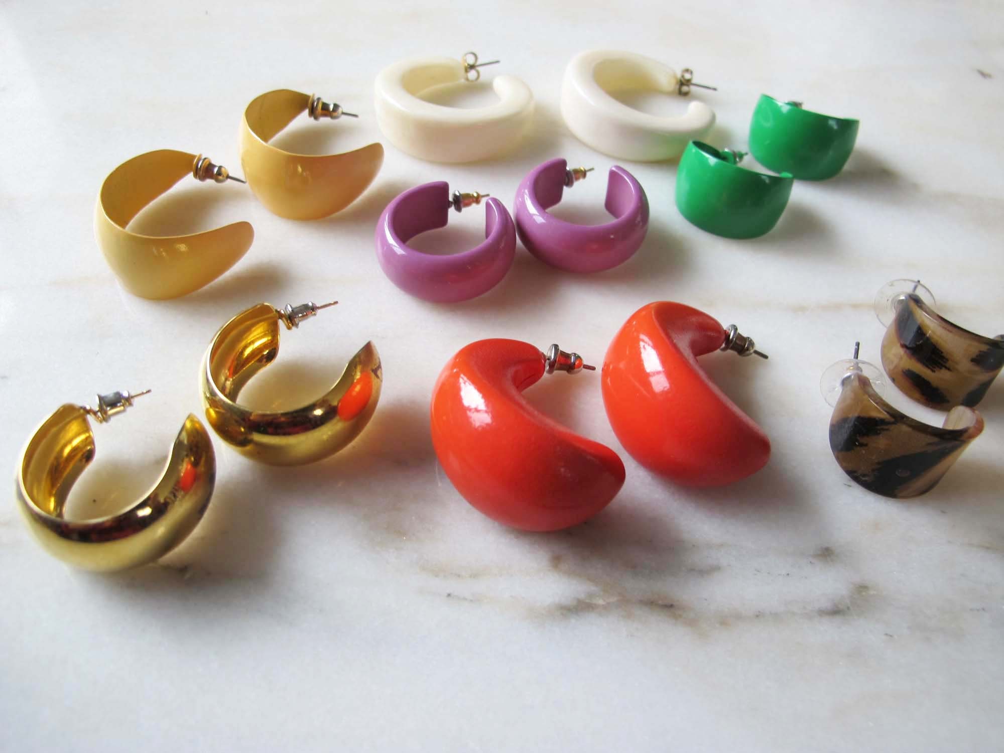 Plastic post shop hoop earrings