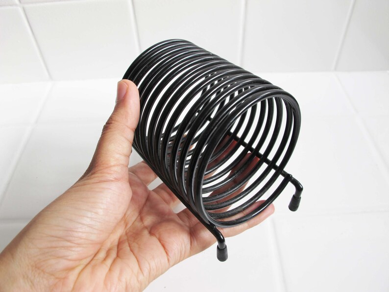 Vintage 60s Black Spiral Coil Mail Paper Holder 1960s Office Desk Accessory Letter Organizer image 5