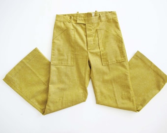 60er Jahre Gelbe Schlaghose 29 Taille - Vintage 1960er Hose mit weitem Bein - Bunte Vintage Damen Schlaghose