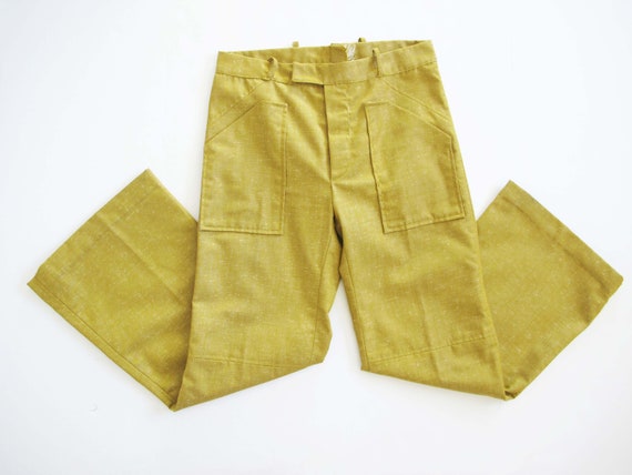 60s Yellow Bell Bottoms 29 Waist - Vintage 1960s … - image 1