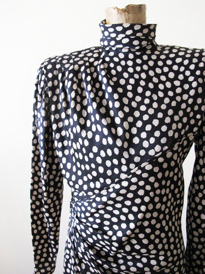 Emanuel Ungaro Silk Ungaro Mini Dress Shoulder Pad Dress Black White Dot Dress Vintage Ungaro Dress 80s Ungaro Parallele Paris