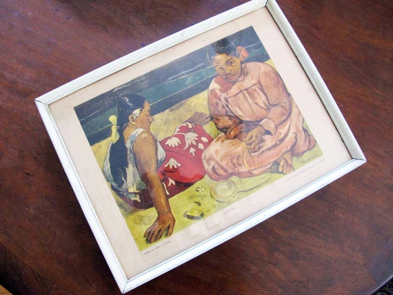 ポール・ゴーギャン、【浜辺のタヒチの女たち】、希少な画集画より 絵画 世界の名画シリーズ 額縁付 ポール・ゴーギャン 「タヒチの