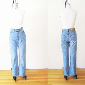 Vintage Levis 512 26 27 Small 1990s Levis Made in USA Zip Fly Denim Stonewash Blue Jeans Clean Girl Minimalist Aesthetic image 2