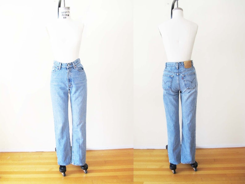 Vintage Levis 512 26 27 Small 1990s Levis Made in USA Zip Fly Denim Stonewash Blue Jeans Clean Girl Minimalist Aesthetic image 2