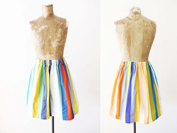 60s Striped Mini Skirt XS S - Vintage 1960s Handm… - image 2
