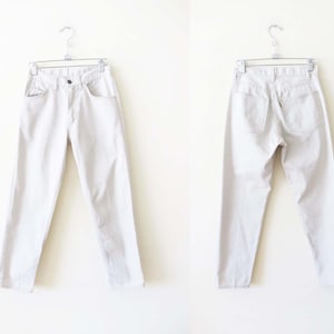 Vintage 60s Levi&#39;s Big E Sta Prest Pants 25 XS - 1960s Beige Off White Cotton Twill Levis Straight Leg Pants