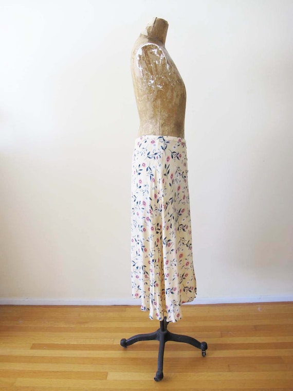 Vintage 90s Grunge Floral Button Front Knee Skirt… - image 5