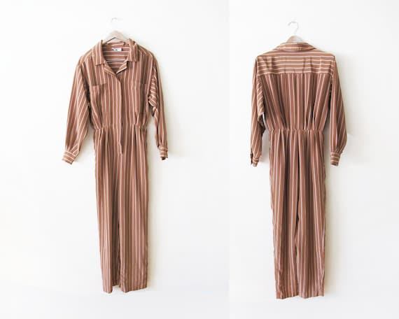 Womens Vintage Jumpsuit - Striped Jumpsuit - Long
