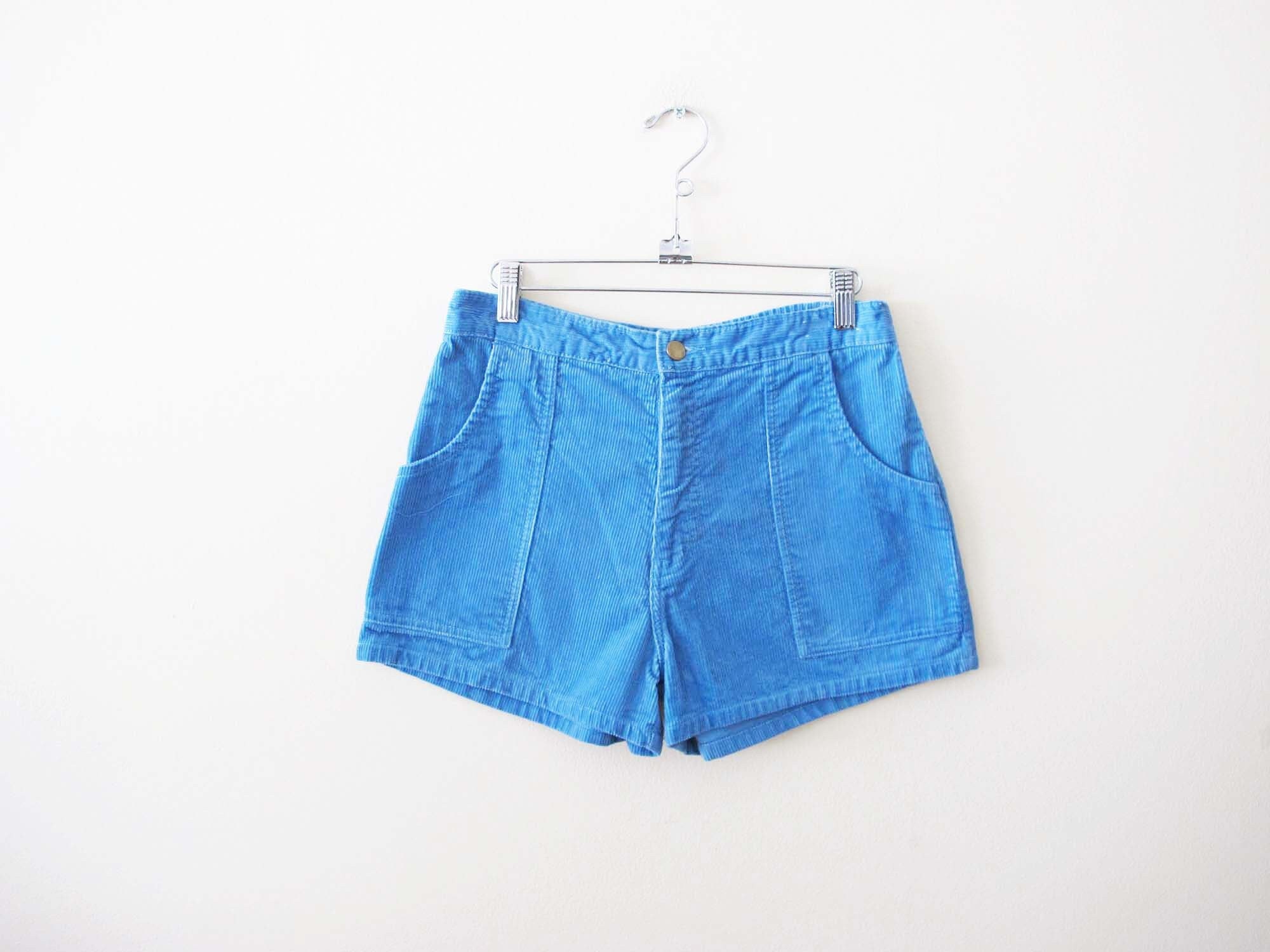 Vintage OP Style Light Blue Corduroy Shorts 28 32 Waist S M 80s Solid Color Elastic Waist Surf Summer Cords Shorts Unisex Etsy UK