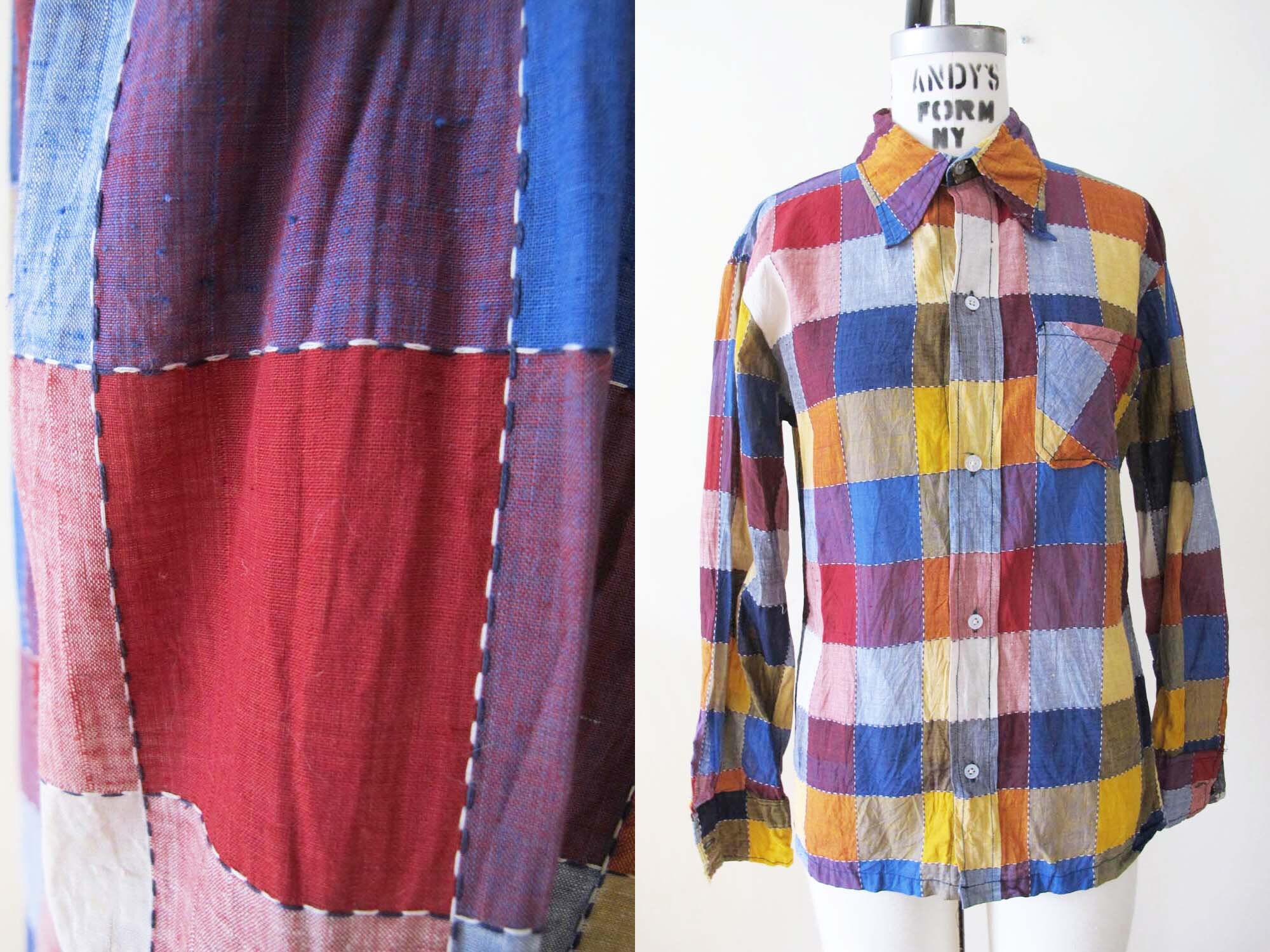 トップス 80s I.S. Linen Patchwork Shirt LONESTARPATCHWORKLSSHIRT_02_gr