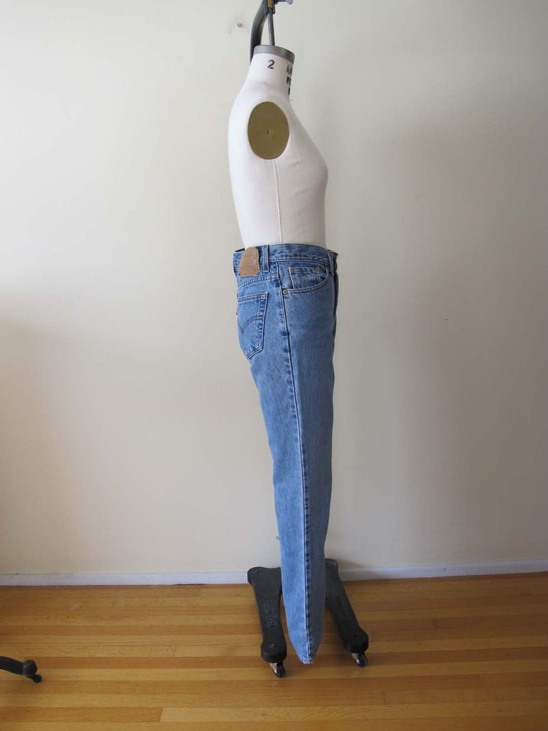Vintage Levis 512 26 27 Small 1990s Levis Made in USA Zip Fly Denim Stonewash Blue Jeans Clean Girl Minimalist Aesthetic image 6