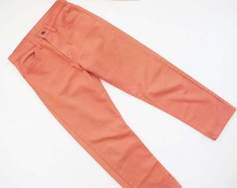 Vintage Levis Coral Pink Womens Pants 27 28 - 1980s Levi's 505 Cotton Twill Straight Leg Preppy Trouser Pants