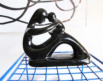 Black Ceramic Motherhood Parenthood Figurine - Modern Minimalist Decor New Parent Gift