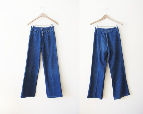 Vintage 70s High Waisted Jeans XS 24 waist - Wide