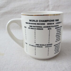 Vintage LA Dodgers 1988 Championship Coffee Mug Los Angeles Baseball Ceramic Mug Gift For Dad Brother Fathers Day image 3