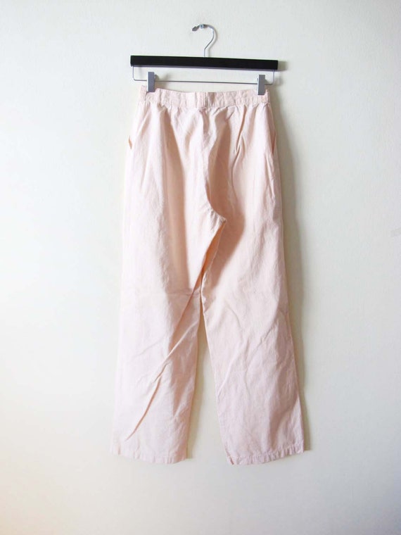 Vintage Pink Cotton Trousers Small 25 - 70s Pale … - image 4